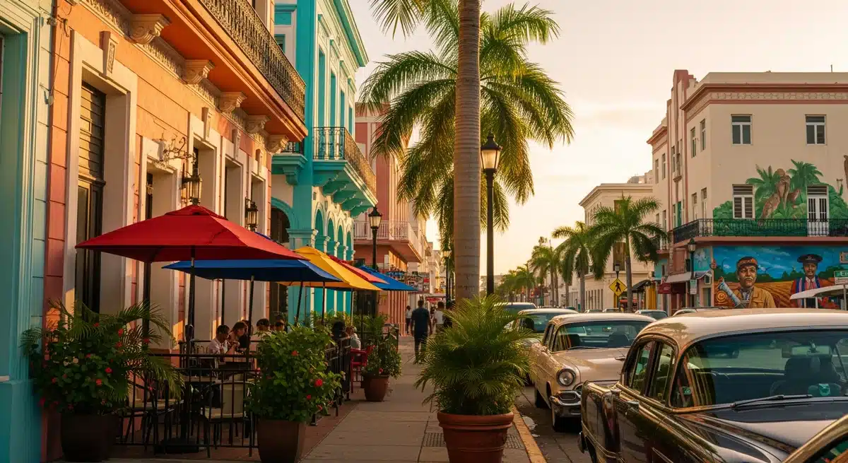 Little Havana Miami rue colorée quartier cubain bâtiments art déco palmiers cafés traditionnels